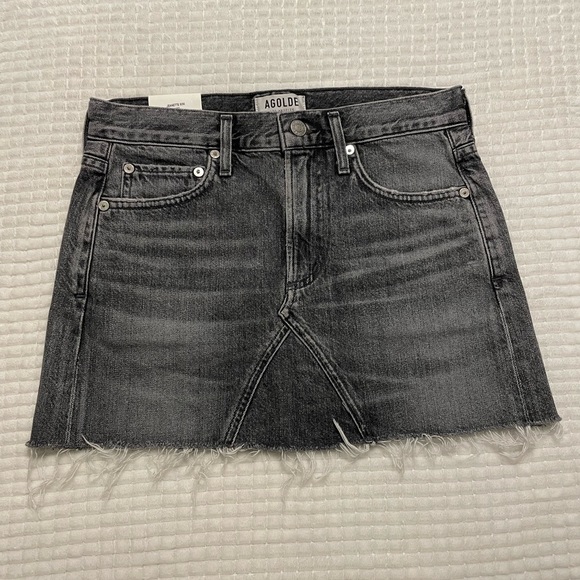 AGOLDE Jeanette Denim Mini Skirt in East Village Grey - Picture 1 of 9
